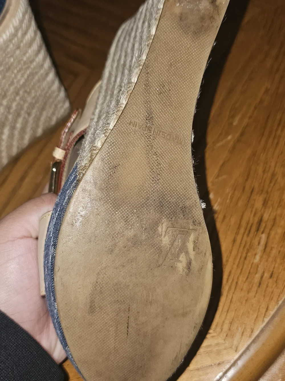 Louis Vuitton Denim Wedge Sandals - Picture 7 of 9